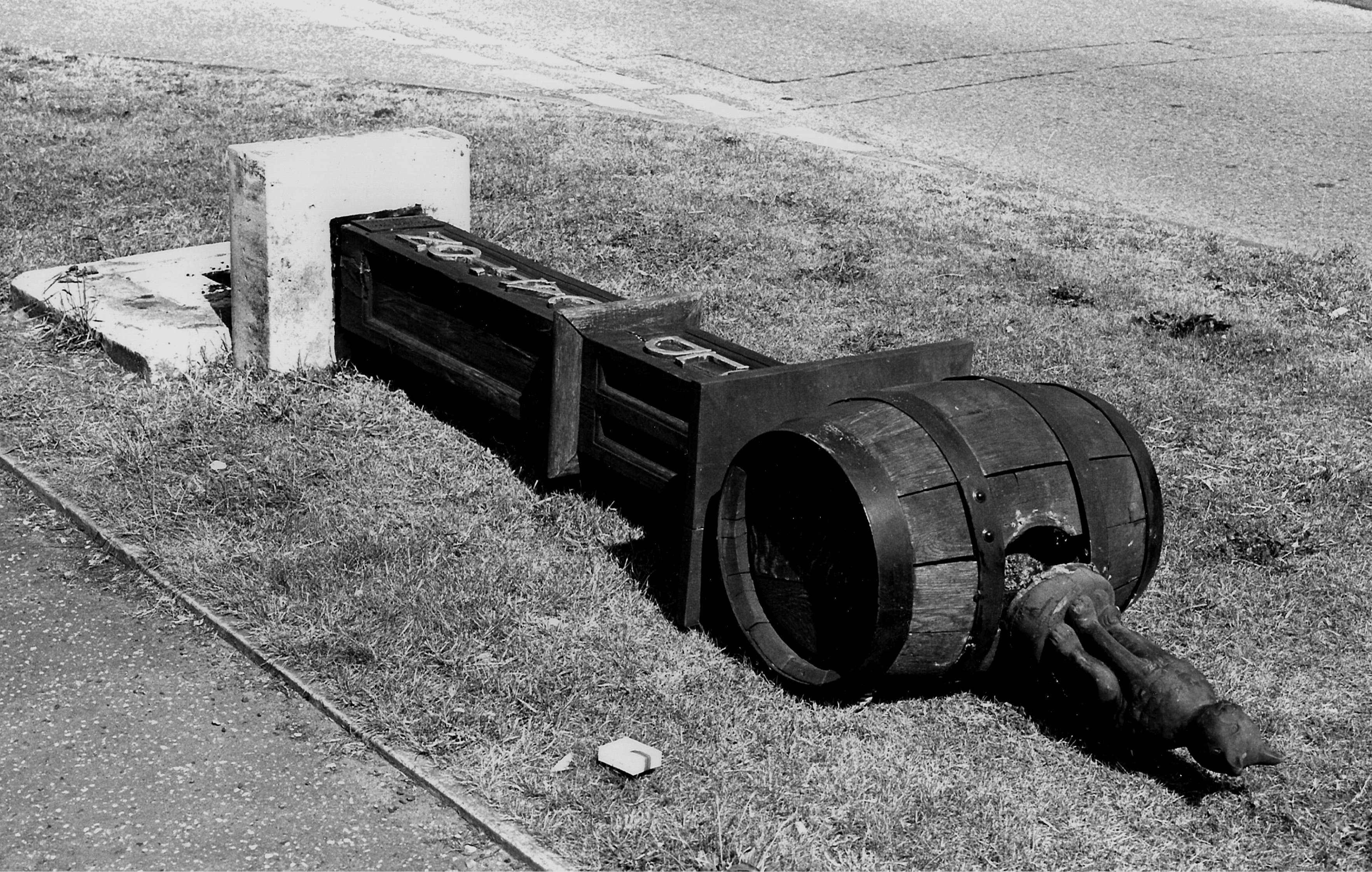 Village sign vandalised in 1976